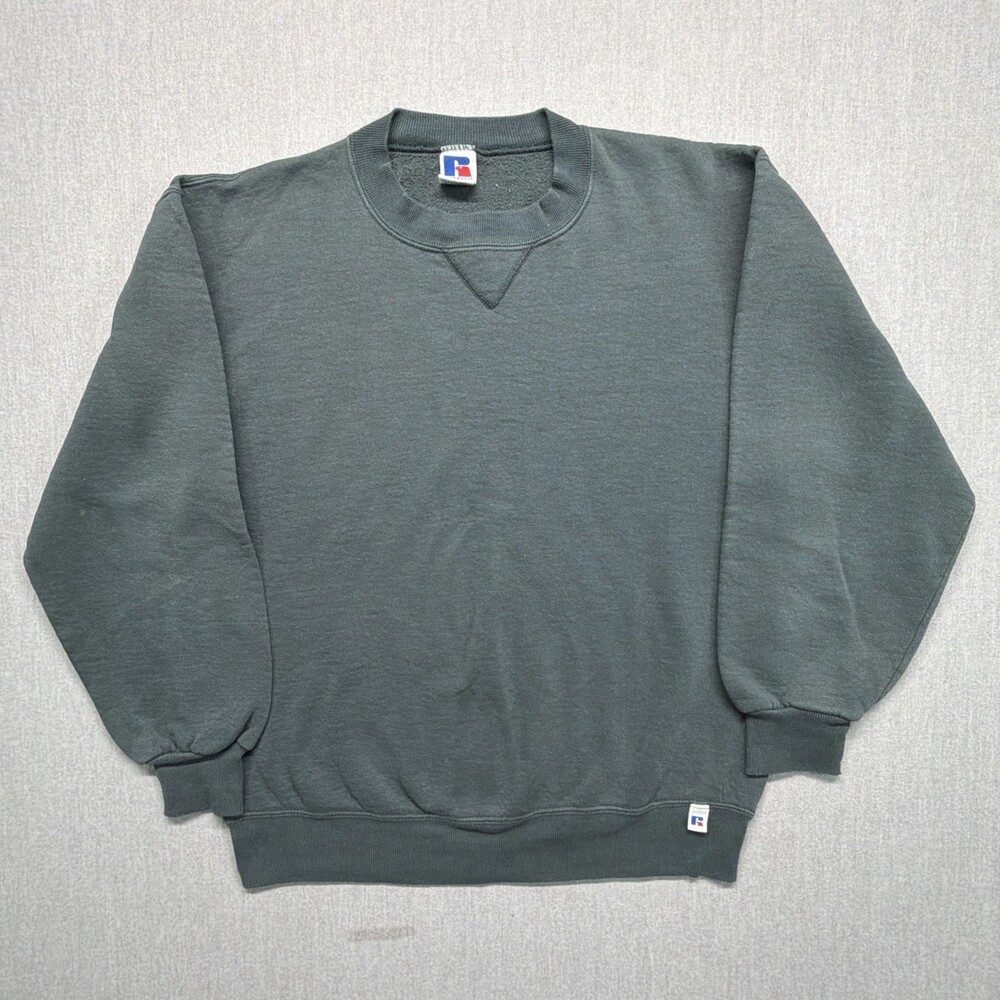 Vintage 90s Russell Athletic Crewneck Sweatshirt Made In USA Medium Forest Green